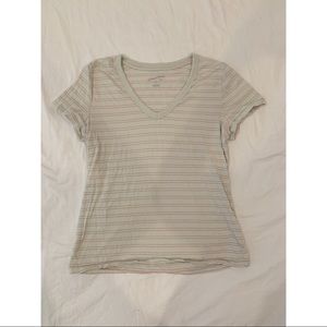 Light blue and pink v-neck tee